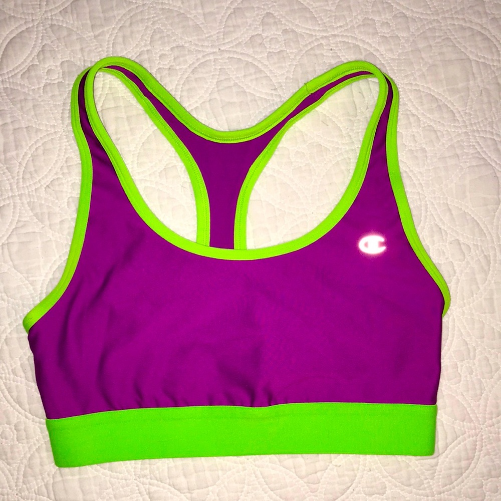 Champion Size M Sports Bra color Purple & Neon Green! 💜💚